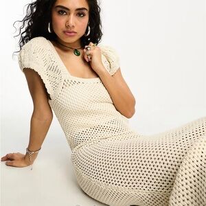 NWT ASOS Cream Crochet Maxi Dress
